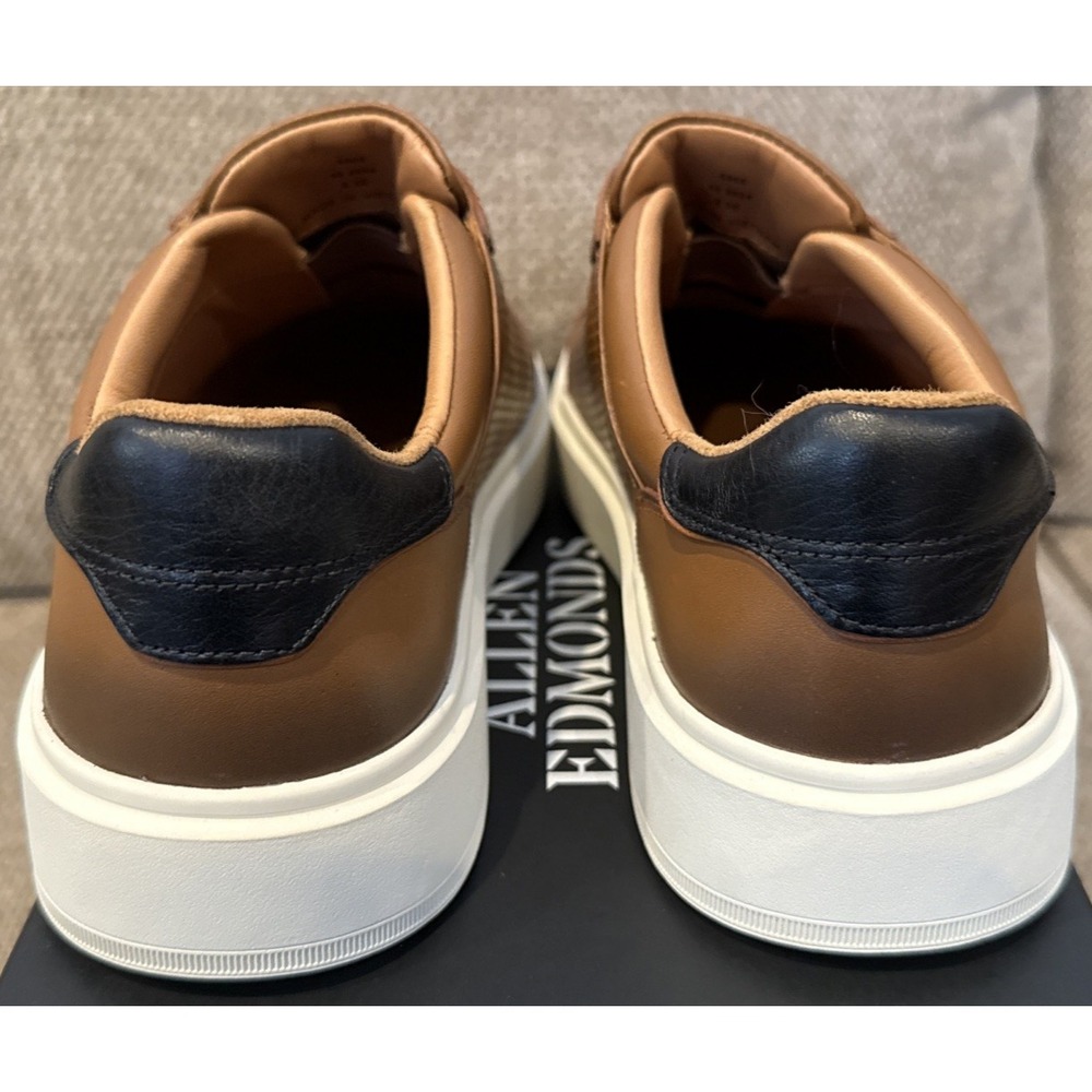 Allen Edmonds Oliver Sneaker Mens 8 3E Luggage Tan New Leather Slip-On EC4501007 - Picture 6 of 16